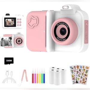 Kids Camera Instant Print 1080PHD DualLens Digital Camera w/ 5 Rolls 32gb card